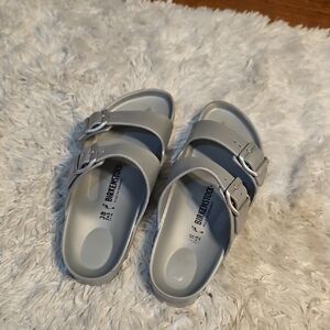 Birkenstock Arizona Essentials Silver Sandals Slides Unisex‎ Size 38